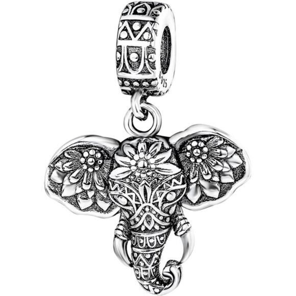 925 sterling silver lucky elephant charm bead fits Pandora bracelet necklace jew - Picture 1 of 8
